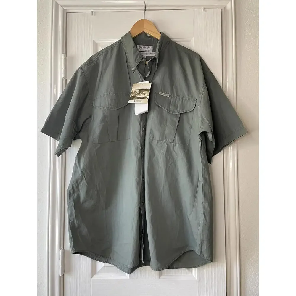 Columbia Men’s Green Button Down Short Sleeve Shirt Size XL - Picture 1 of 9